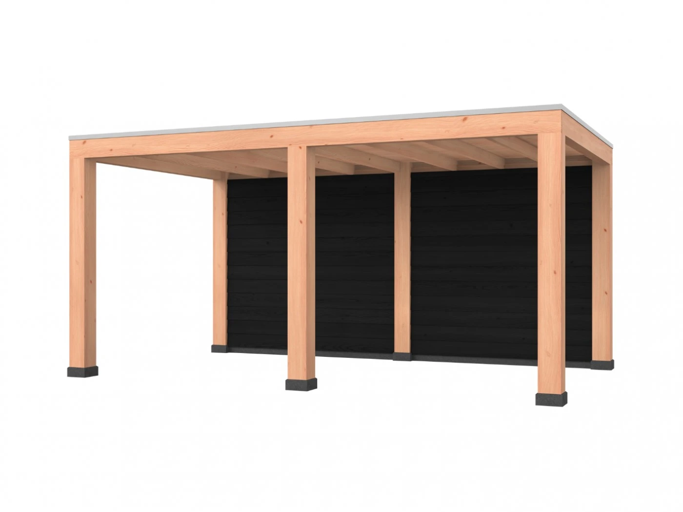 Douglas overkapping, 500 x 300, met achterwand, Westwood Robuust zwart - Afbeelding 1